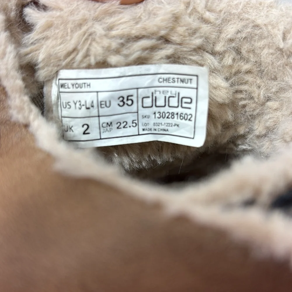 Hey Dude Kids Tan Boots with Leopard Print‎ Size 3